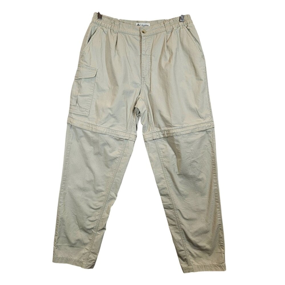 Columbia Womens L Beige Convertible Cargo Pants Zip-Off Legs shorts Cotton